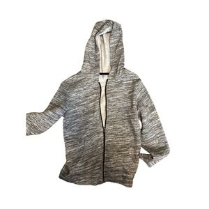 Old Navy Kids Hoodie Size L 10-12 Gray Marled Zip Up Stretch Hooded Jacket